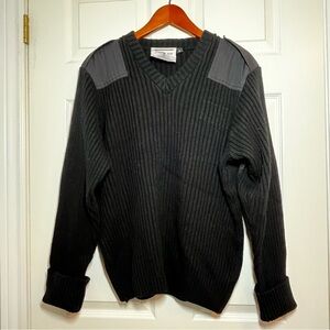 Men's Flying Cross V-Neck Uniform Sweater in Black Size XL